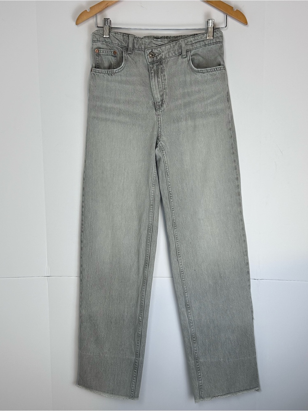 Zara Kids Grey 100% Cotton Straight Leg Jeans Size 13-14